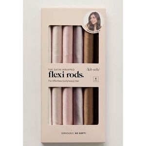 NEW In Box Kitsch Satin Jumbo Flexi Rod Hair Rollers Four Pack In Rosewood